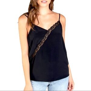 Naked Zebra sz S black w lace accent camisole top